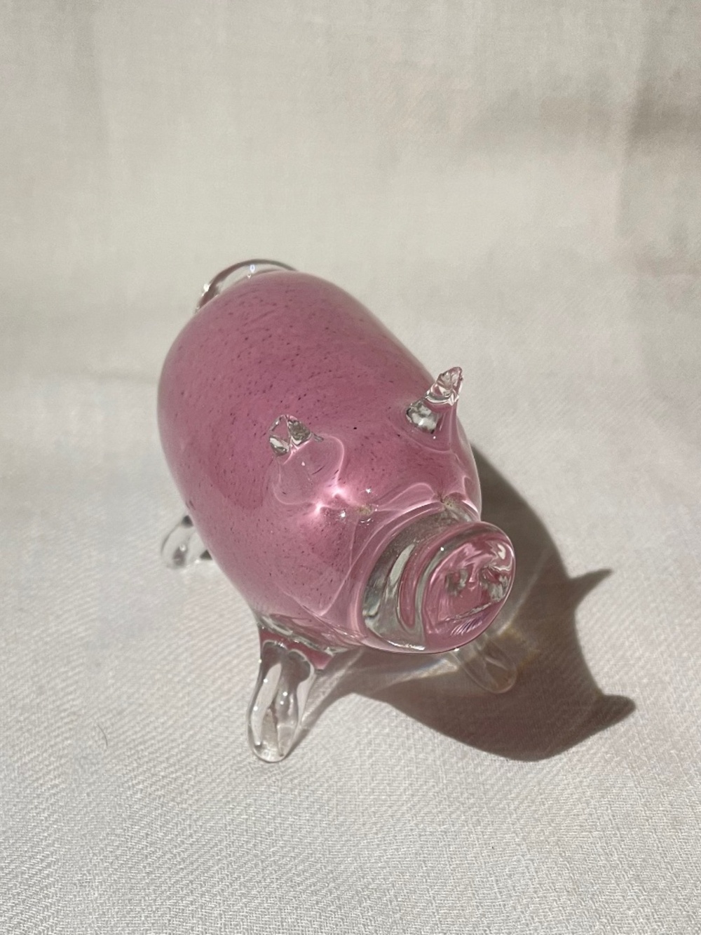 Glass Studiolasi Pertunmaa Vintage 1977 FinnishHandblown Pink Glass Pig Figurine - Picture 4 of 8